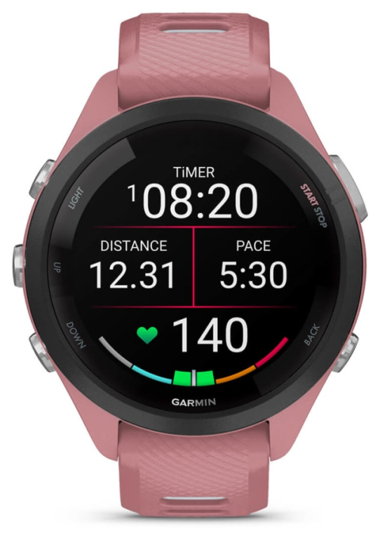 Garmin Forerunner 265S 2,79 cm (1.1") AMOLED 42 mm Digital 360 x 360 Pixeles Pantalla táctil Negro, Rosa Wifi GPS (satélite)