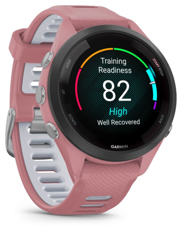 Garmin Forerunner 265S 2,79 cm (1.1") AMOLED 42 mm Digital 360 x 360 Pixeles Pantalla táctil Negro, Rosa Wifi GPS (satélite)