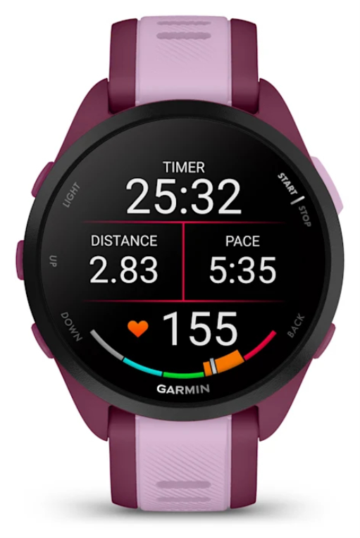 Garmin Forerunner 165 Music 3,05 cm (1.2") AMOLED 43 mm Digital 390 x 390 Pixeles Pantalla táctil Púrpura GPS (satélite)