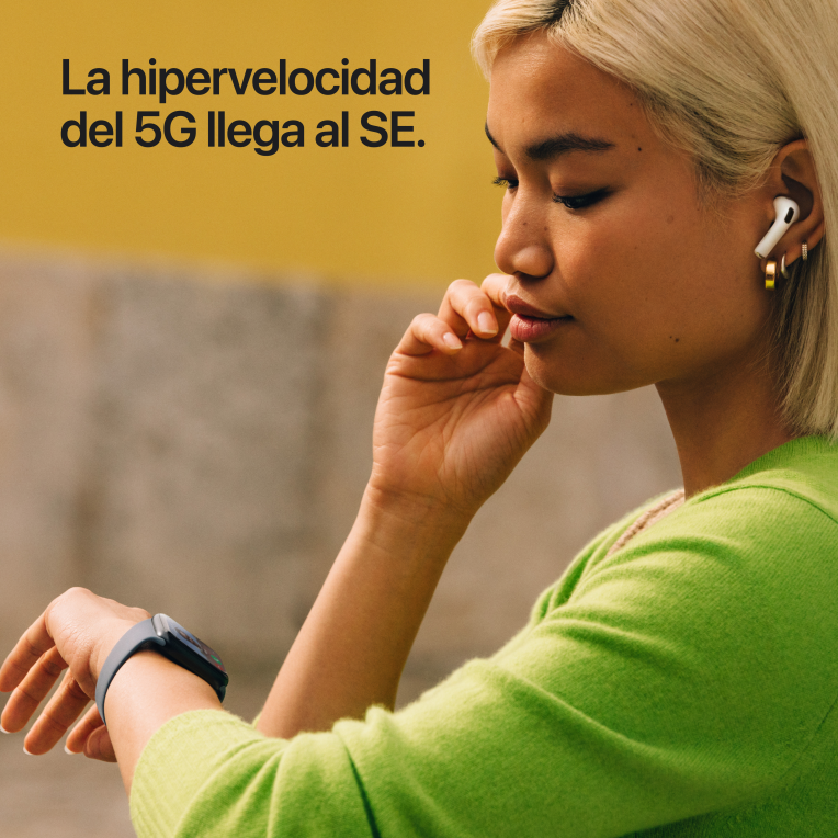 Apple Watch SE (3nd generation) 4,52 cm (1.78") OLED 44 mm Digital 368 x 448 Pixeles Pantalla táctil 5G Negro Wifi GPS (satélite)