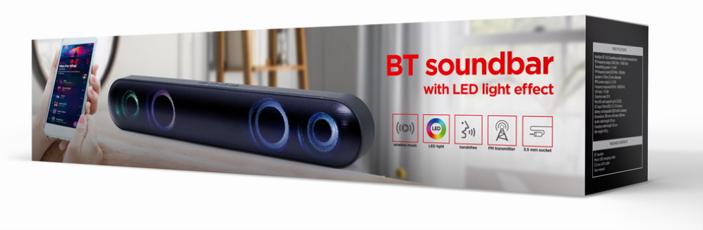 Gembird SPKBT-BAR400L altavoz soundbar Negro 2.0 canales 10 W