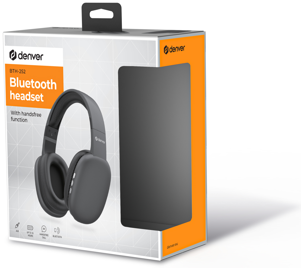 Denver BTH-252 auricular y casco Auriculares Inalámbrico De mano Llamadas/Música/Deporte/Uso diario Bluetooth Gris