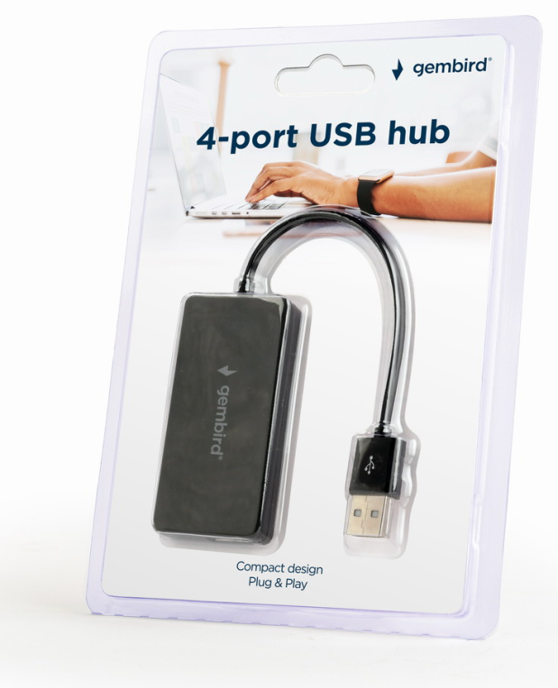 Gembird UHB-U2P4-04 hub de interfaz USB 2.0 480 Mbit/s Negro