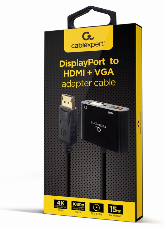 Gembird A-DPM-HDMIFVGAF-01 cable DisplayPort 0,1 m Negro