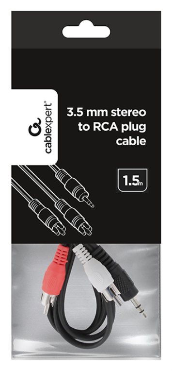 Gembird 1.5m, 3.5mm/2xRCA, M/M cable de audio 1,5 m 3,5mm Negro, Rojo, Blanco
