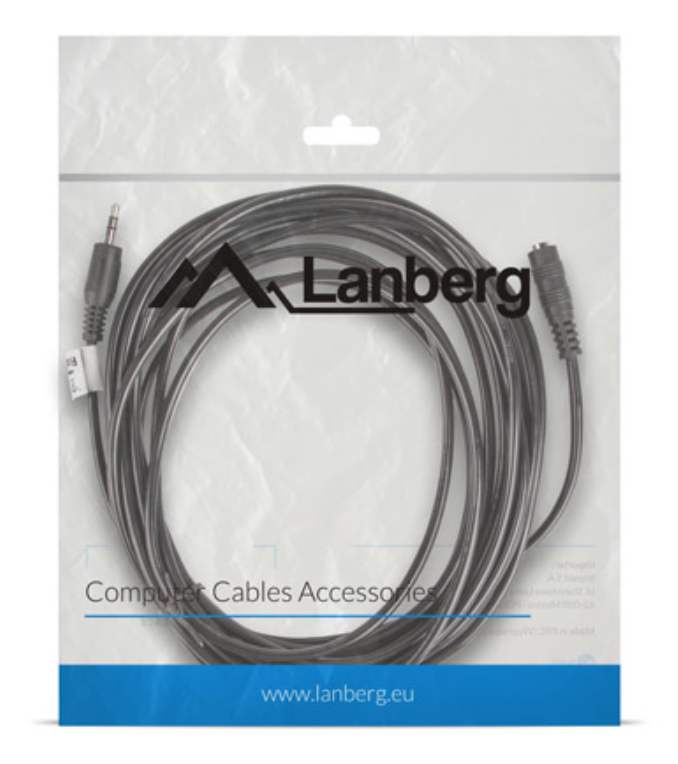 Lanberg CA-MJFJ-10CC-0050-BK cable de audio 5 m 3,5mm Negro