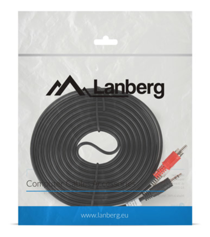 Lanberg CA-MJRC-10CC-0050-BK cable de audio 5 m 3,5mm 2 x RCA Negro
