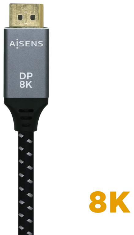 AISENS Cable Displayport V1.4 8k@60hz, DP/M-DP/M, Gris/Negro, 2.0m