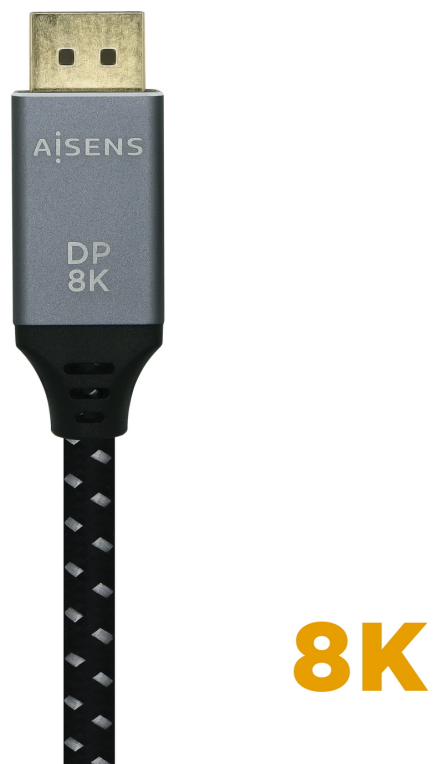 AISENS Cable Displayport V1.4 8k@60hz, DP/M-DP/M, Gris/Negro, 3.0m