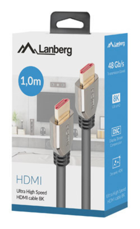 Lanberg CA-HDMI-30CU-0010-BK cable HDMI 1 m HDMI tipo A (Estándar) Negro, Plata