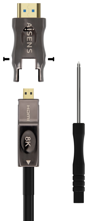 AISENS Cable Hdmi V2.1 AOC Desmontable Ultra Alta Velocidad / Hec 8K@60Hz 4K@120Hz 4:4:4 48Gbps, A/M-D/A/M, Negro, 30M
