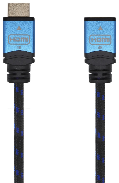 AISENS Cable HDMI V2.0 Prolongador Premium Alta Velocidad / HEC 4K@60Hz 18Gbps, A/M-A/H, Negro/Azul, 2.0m