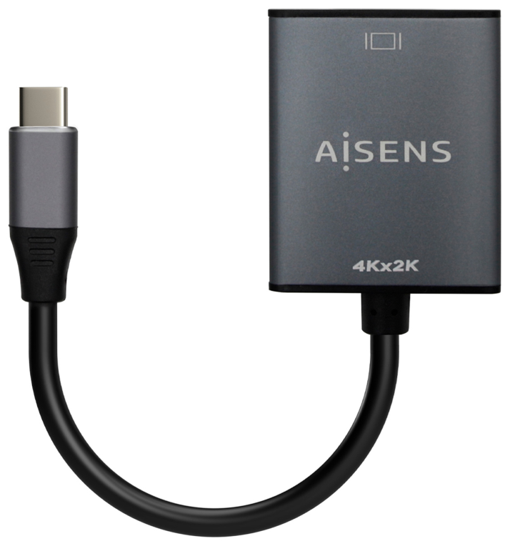AISENS Conversor Aluminio USB-C A HDMI 4K@30Hz, USB-C/M-HDMI/H, Gris, 15cm