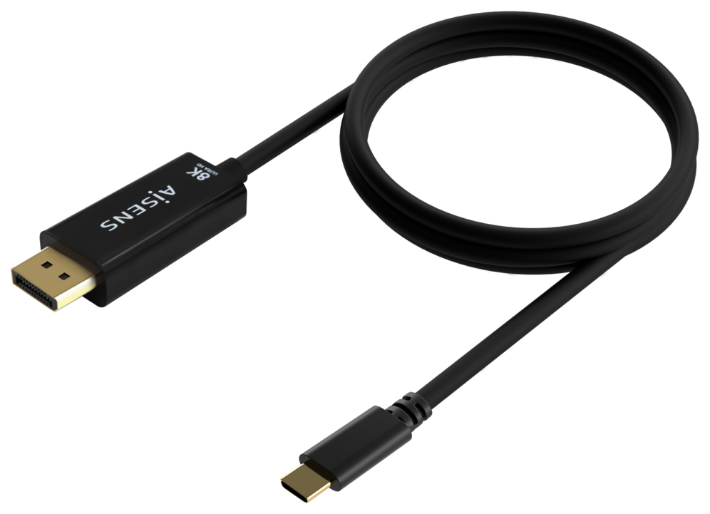 AISENS Cable Conversor USB-C a Displayport 8K@60Hz, USB-C/M-DP/M, Negro, 0.8M