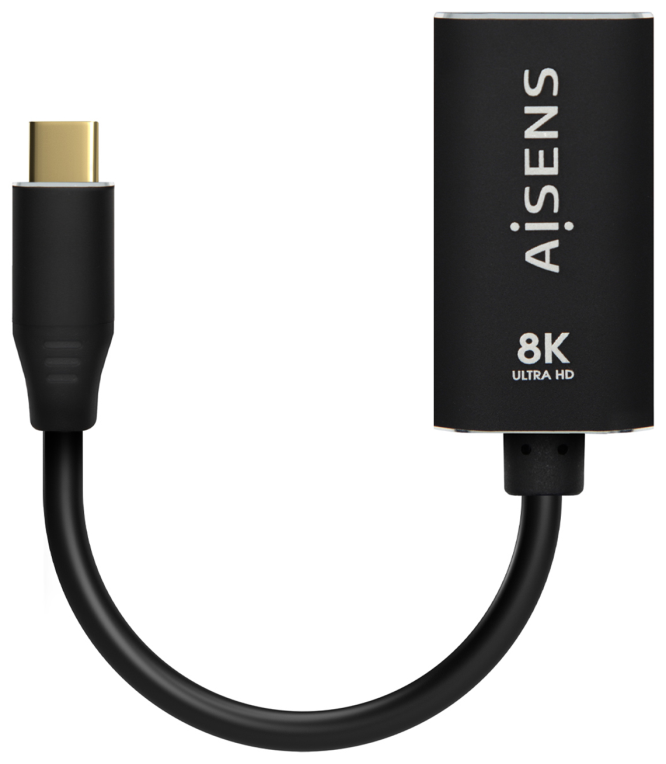 AISENS Conversor Aluminio USB-C a Displayport 8K@60Hz, USB-C/M-DP/H, Negro, 15cm