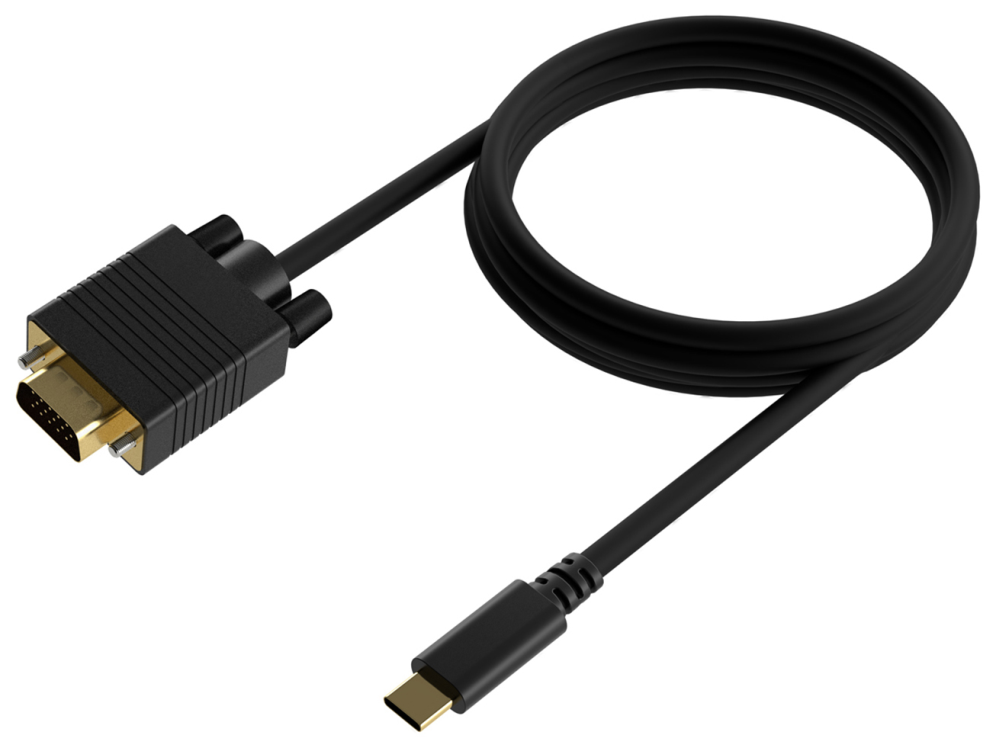 AISENS Cable Conversor USB-C a VGA, USB-C/M-HDB15/M, Negro, 1.8M