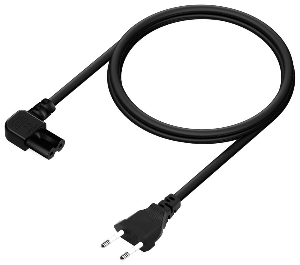 AISENS Cable Alimentación Acodado Forma 8, CEE7/16/M-C7/H, Negro, 3.0M