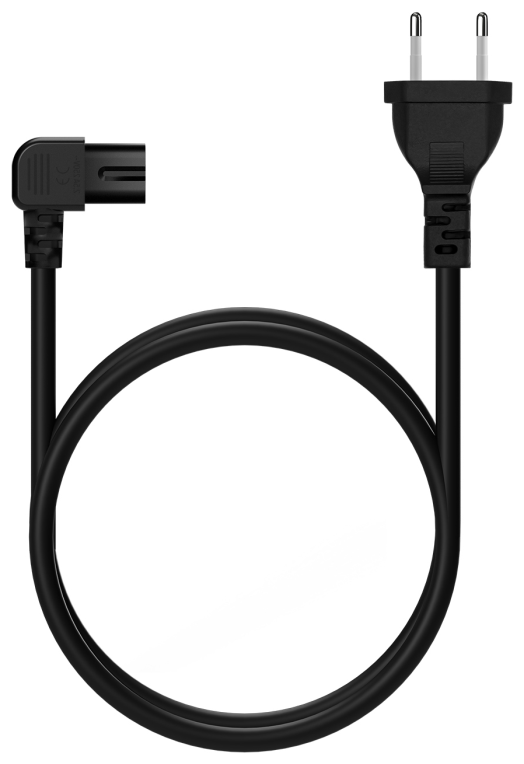 AISENS Cable Alimentación Acodado Forma 8, CEE7/16/M-C7/H, Negro, 3.0M