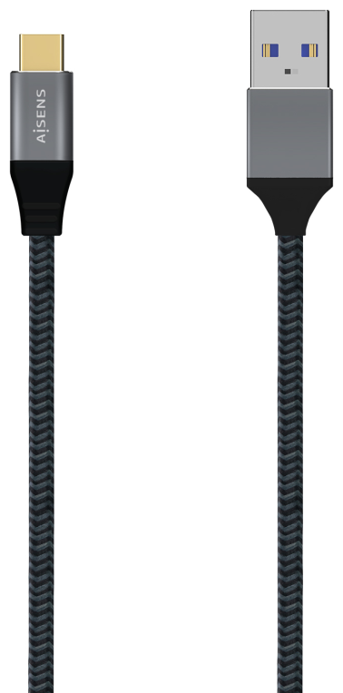AISENS Cable USB 3.1 Gen2 Aluminio 10Gbps 3A, Tipo USB-C/M-A/M, Gris, 0.5M