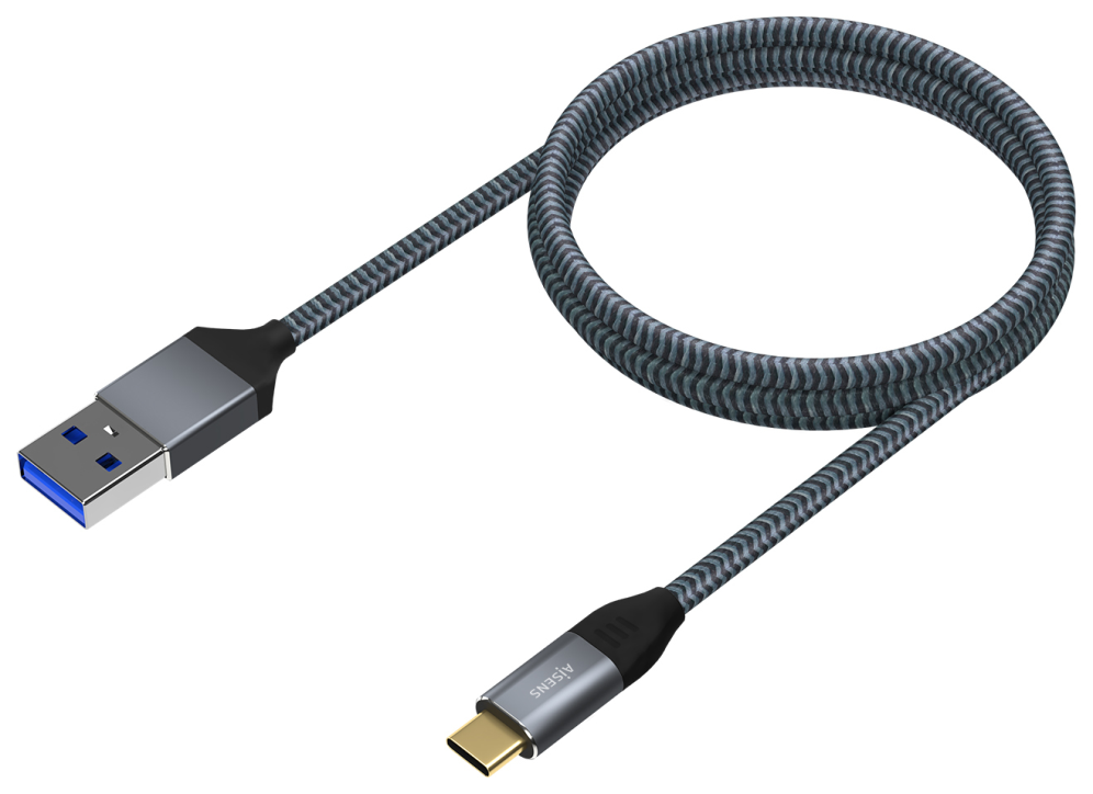 AISENS Cable USB 3.1 Gen2 Aluminio 10Gbps 3A, Tipo USB-C/M-A/M, Gris, 0.5M