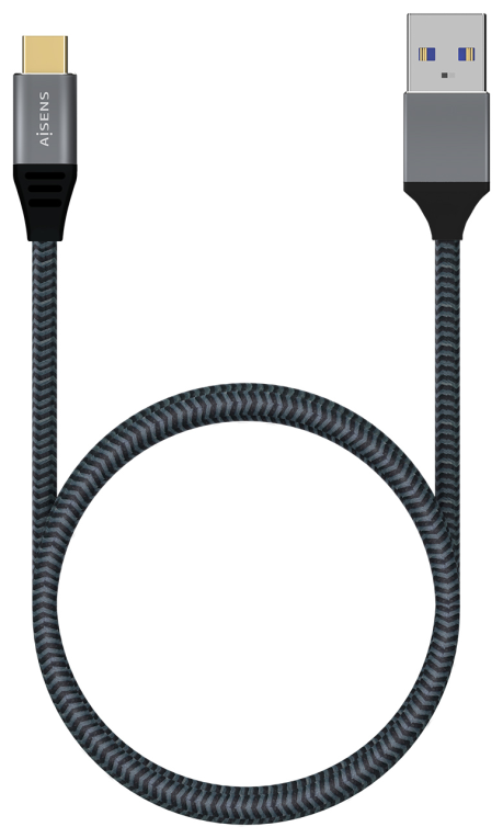 AISENS Cable USB 3.1 Gen2 Aluminio 10Gbps 3A, Tipo USB-C/M-A/M, Gris, 0.5M