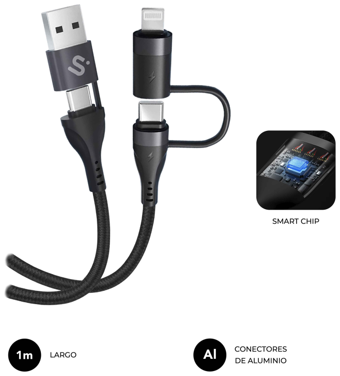 SUBBLIM CABLE TOP 4IN1 60W C-C-L-A 1m