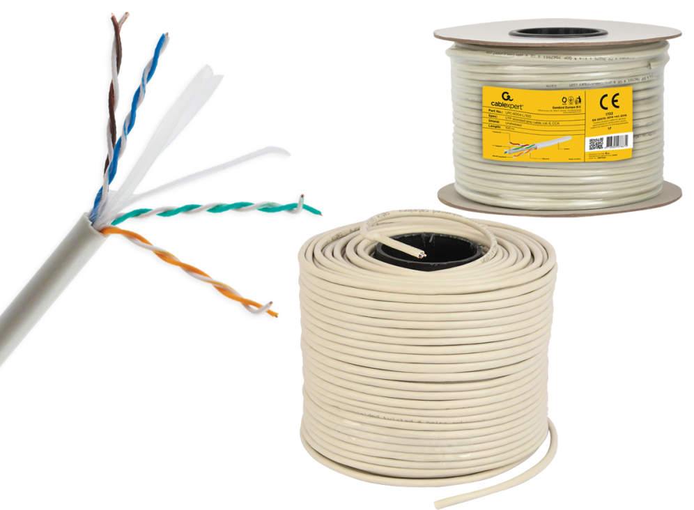 Gembird CAT6 UTP 100m cable de red Gris U/UTP (UTP)