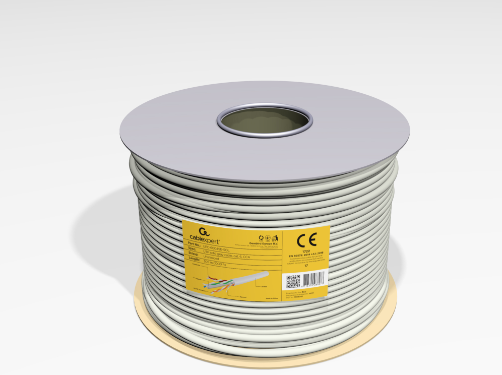 Gembird CAT6 UTP 100m cable de red Gris U/UTP (UTP)