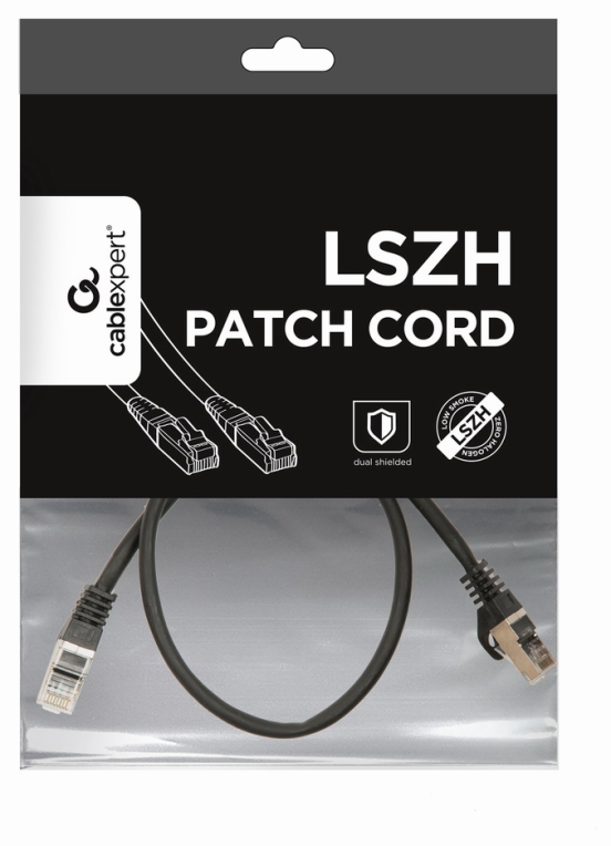 Gembird PP6A-LSZHCU-BK-0.5M cable de red Negro 0,5 m Cat6a
