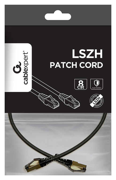 Gembird PP8-LSZHCU-BK-0.25M cable de red Negro 0,25 m Cat8 S/FTP (S-STP)