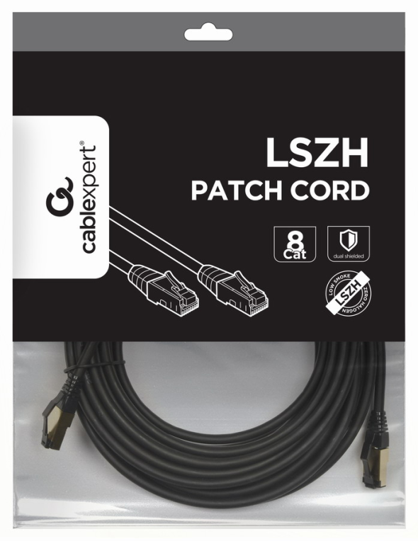 Gembird PP8-LSZHCU-BK-7.5M cable de red Negro 7,5 m Cat8 S/FTP (S-STP)