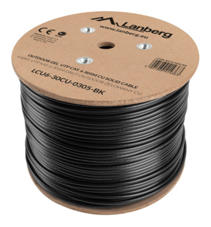 Lanberg LCU6-30CU-0305-BK cable de red Negro 305 m Cat6 U/UTP (UTP)