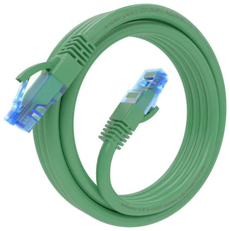 AISENS Cable De Red Latiguillo RJ45 Cat.6 UTP AWG26 CCA, Verde, 3.0 m