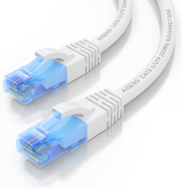 AISENS Cable De Red Latiguillo RJ45 Cat.6 UTP AWG26 CCA, Blanco, 7.5 m