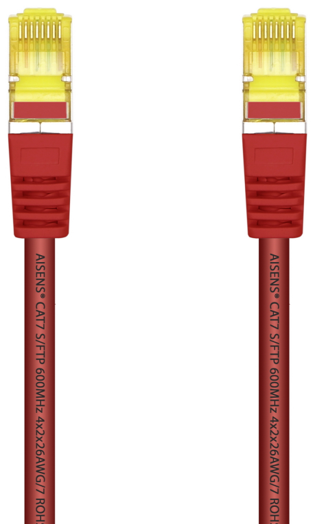 AISENS Cable De Red Latiguillo RJ45 LSZH Cat.7 600 MHz S/FTP PIMF AWG26, Rojo, 2.0 m