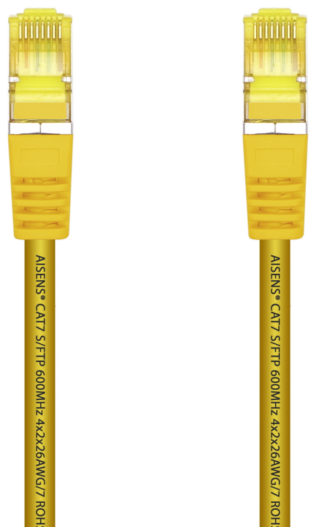 AISENS Cable De Red Latiguillo RJ45 LSZH Cat.7 600 MHz S/FTP PIMF AWG26, Amarillo, 25 cm