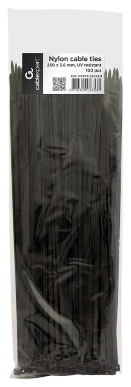 Gembird NYTFR-250X3.6 presilla Nylon Negro 100 pieza(s)