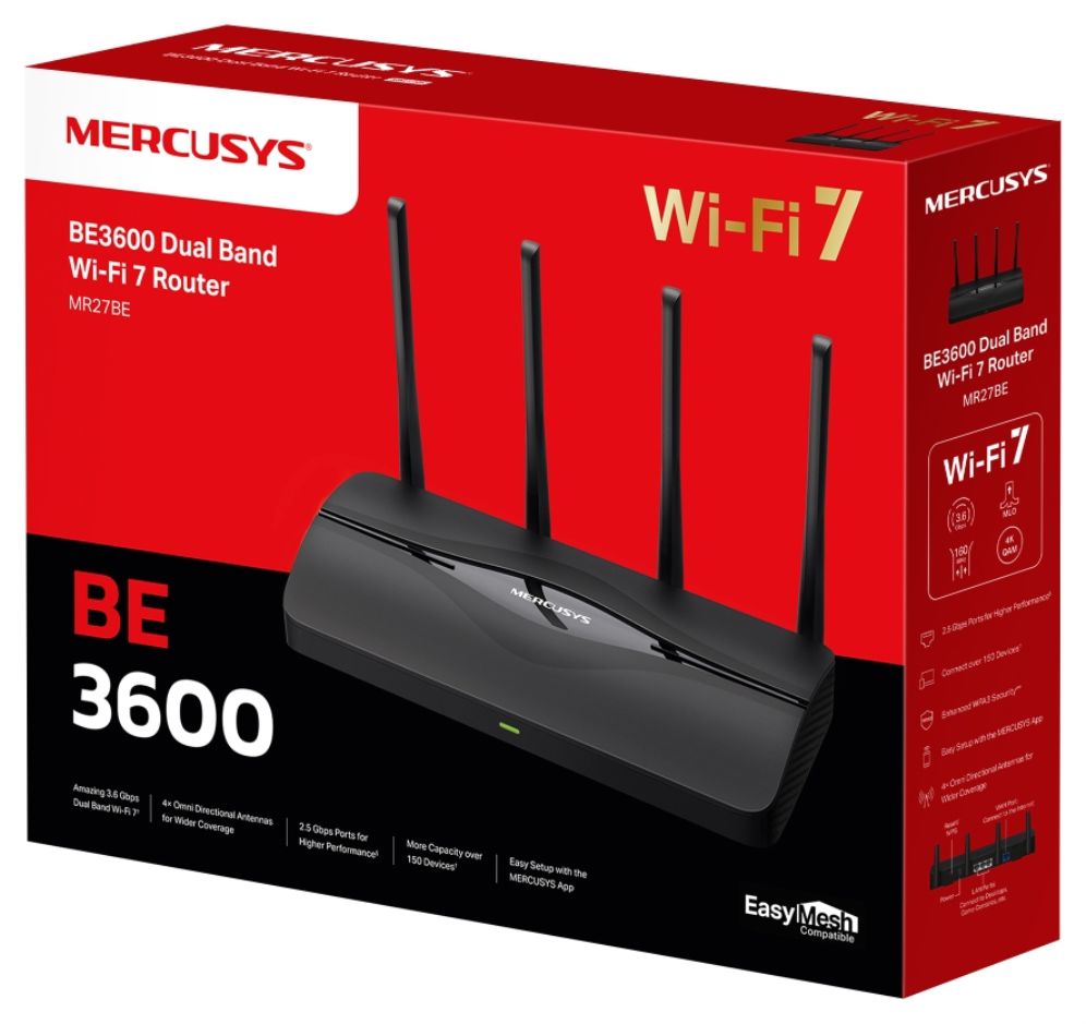 Mercusys MR27BE router inalámbrico 2.5 Gigabit Ethernet Doble banda (2,4 GHz / 5 GHz) Negro