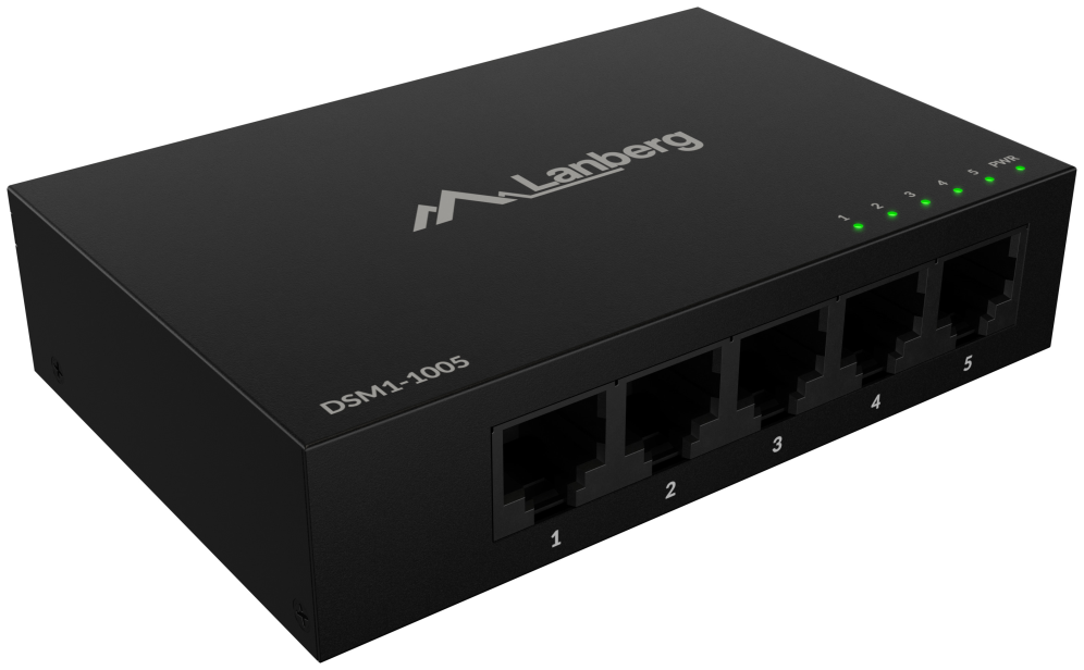 Lanberg DSM1-1005 switch No administrado Gigabit Ethernet (10/100/1000) Escritorio Negro