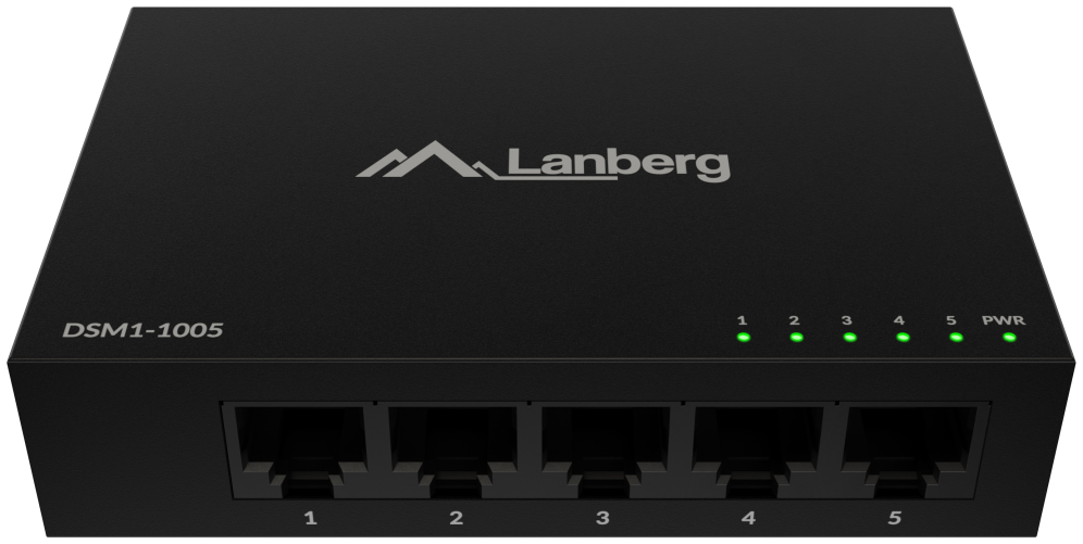 Lanberg DSM1-1005 switch No administrado Gigabit Ethernet (10/100/1000) Escritorio Negro