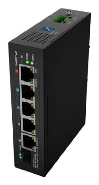 Lanberg ILFE-4P-1GE-1S-90 switch No administrado Fast Ethernet (10/100) Energía sobre Ethernet (PoE) 1U Negro