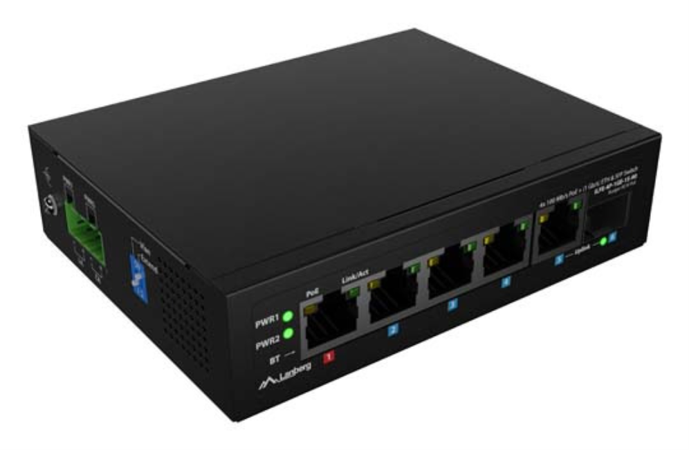 Lanberg ILFE-4P-1GE-1S-90 switch No administrado Fast Ethernet (10/100) Energía sobre Ethernet (PoE) 1U Negro
