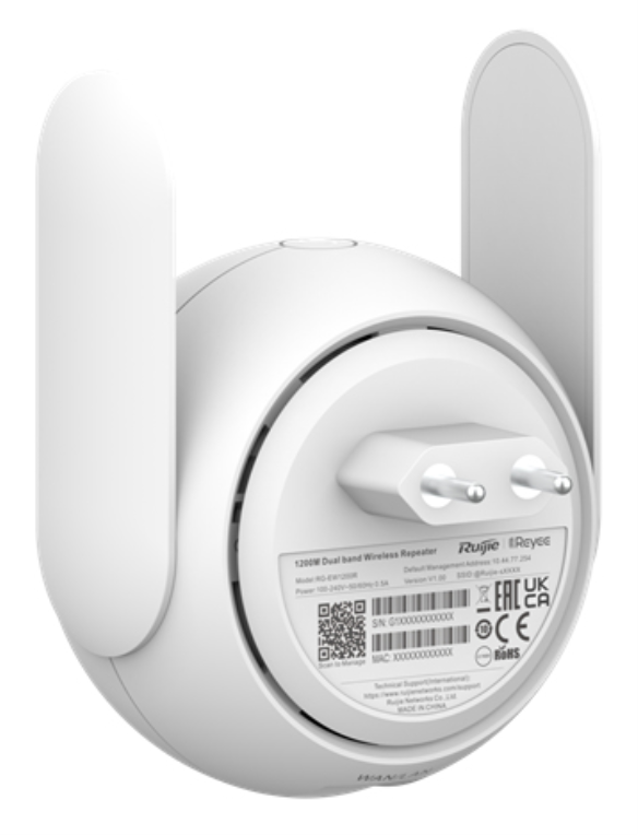 Ruijie Networks RG-EW1200R sistema Wi-Fi Mesh (Wi-Fi en malla) Doble banda (2,4 GHz / 5 GHz) Wi-Fi 5 (802.11ac) Blanco 1 Externo