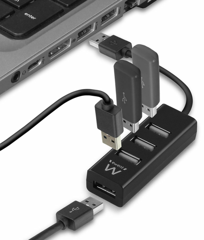 Ewent EW1123 hub de interfaz USB 2.0 480 Mbit/s Negro