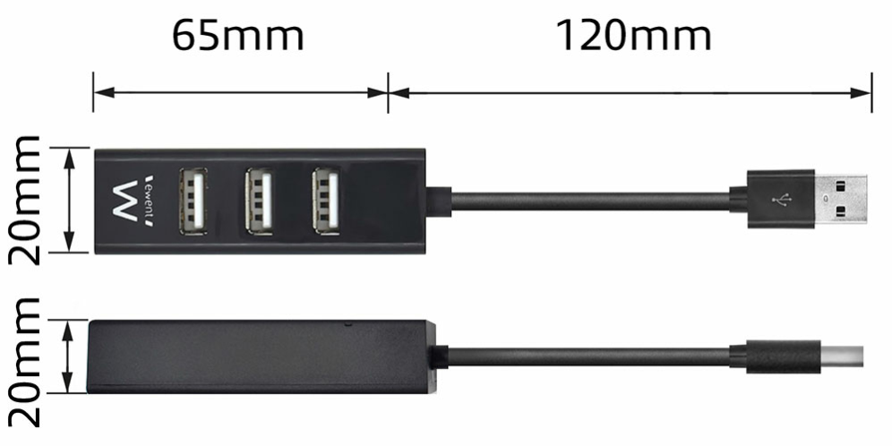 Ewent EW1123 hub de interfaz USB 2.0 480 Mbit/s Negro