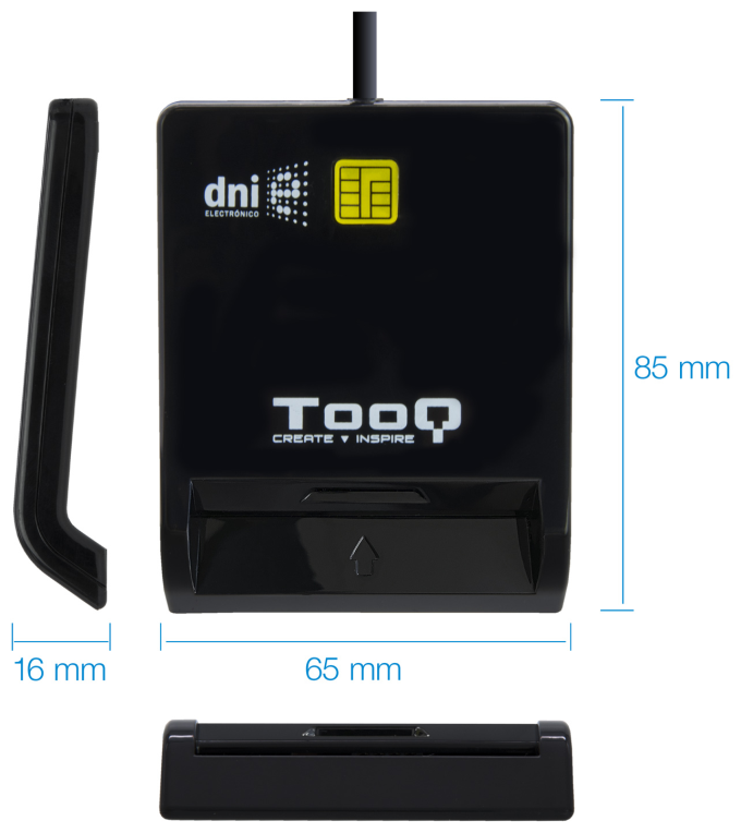 TooQ Lector de Tarjetas Inteligentes DNIe SIM USB-C, Negro