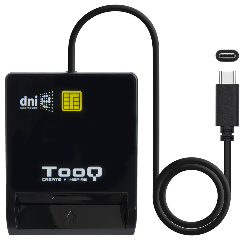 TooQ Lector de Tarjetas Inteligentes DNIe SIM USB-C, Negro