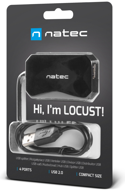 NATEC NHU-0647 hub de interfaz USB 2.0 480 Mbit/s Negro