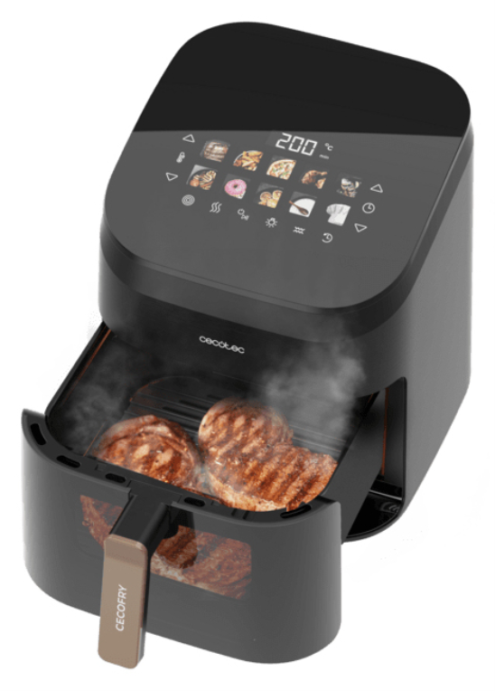 Cecotec Cecofry&Grill Smokin' 6500 Sencillo 6,5 L Independiente 2200 W Freidora de aire caliente Negro, Marrón