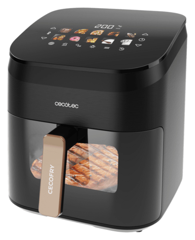 Cecotec Cecofry&Grill Smokin' 6500 Sencillo 6,5 L Independiente 2200 W Freidora de aire caliente Negro, Marrón